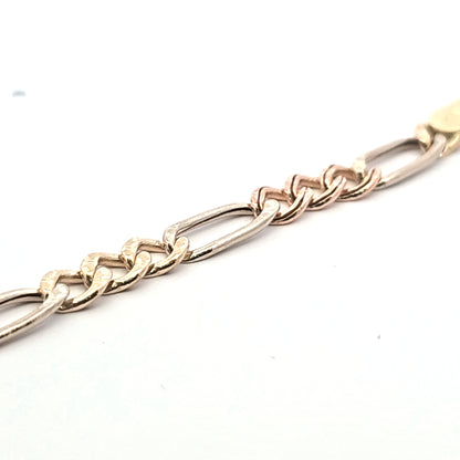 10K Tri Gold Figaro Link Bracelet 5.5MM