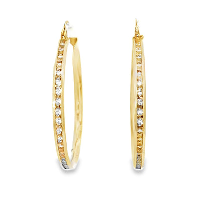 10KT Gold Elegant Hoop Earrings with CZ