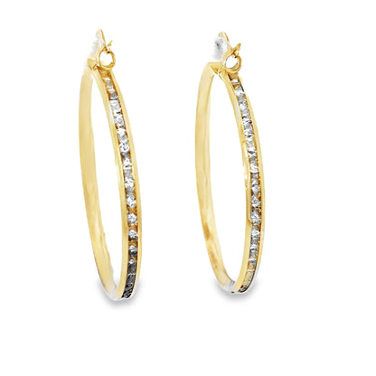 10KT Gold Elegant Hoop Earrings with CZ