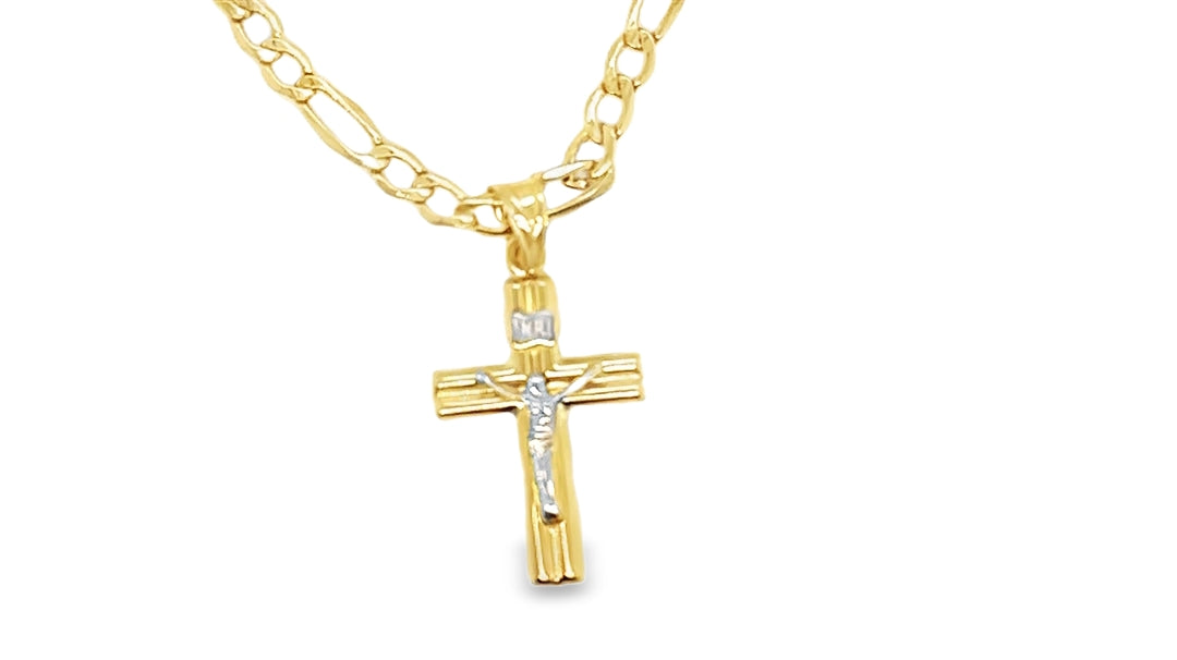 14K fiagro chain 20” and 14k cross