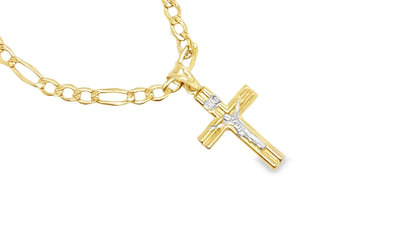 14K fiagro chain 20” and 14k cross