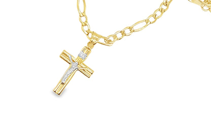 14K fiagro chain 20” and 14k cross