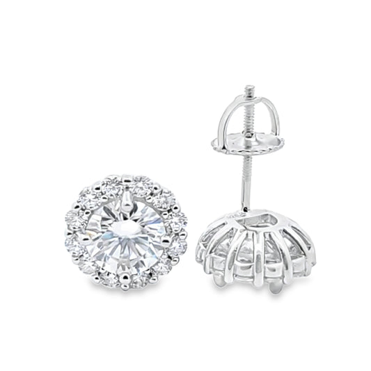 Sterling Silver VVS Moissanite 2.56 CTW Fancy Earring