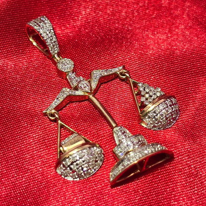 Scales of Justice Greek Pendant 0.75 ctw Diamond 10K Yellow Gold