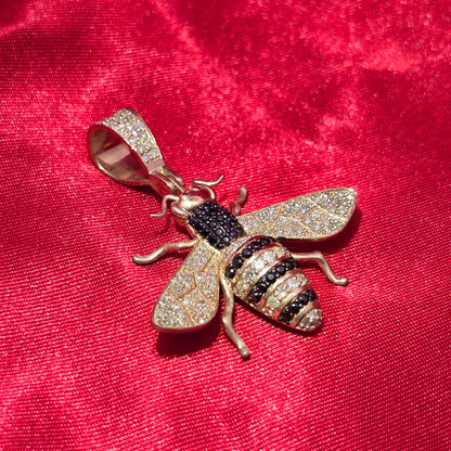 10k Yellow Gold Diamond Iced Bee Pendant 1.25 ctw