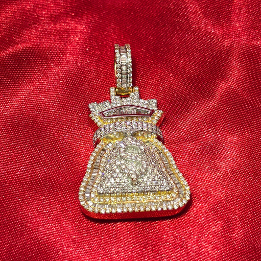 Money Bag Pendant 1.84 ct. Diamond 10K Yellow Gold