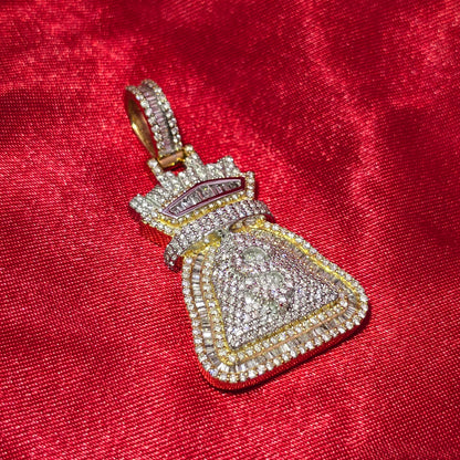 Money Bag Pendant 1.84 ct. Diamond 10K Yellow Gold