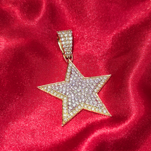 10k Yellow Gold Diamond Star Pendant 2.10 ctw