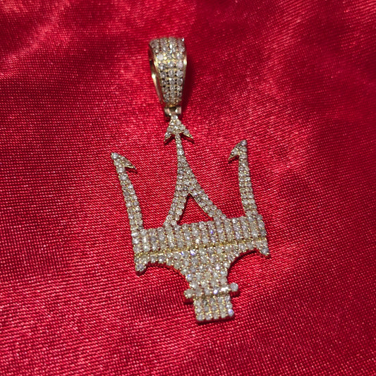 10k Yellow Gold Diamond Maserati Car Pendant 1.50 ctw