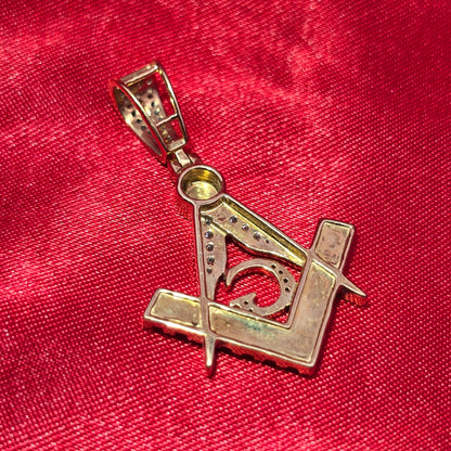 10k Yellow Gold Diamond Masonic Pendant 3/8 ctw