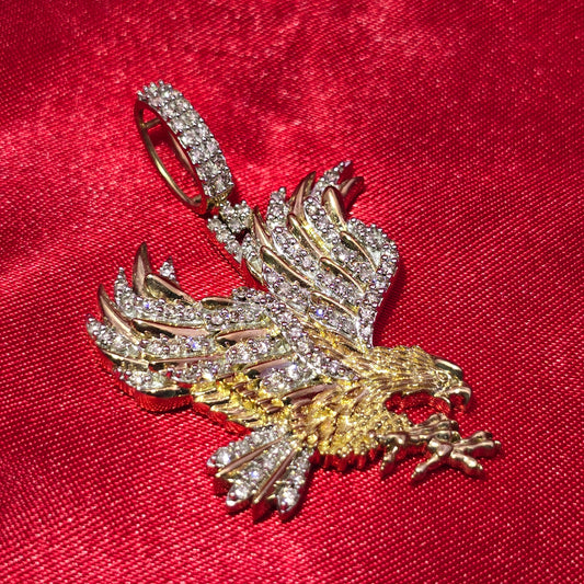 10k Yellow Gold Diamond Eagle Pendant 7/8 ctw