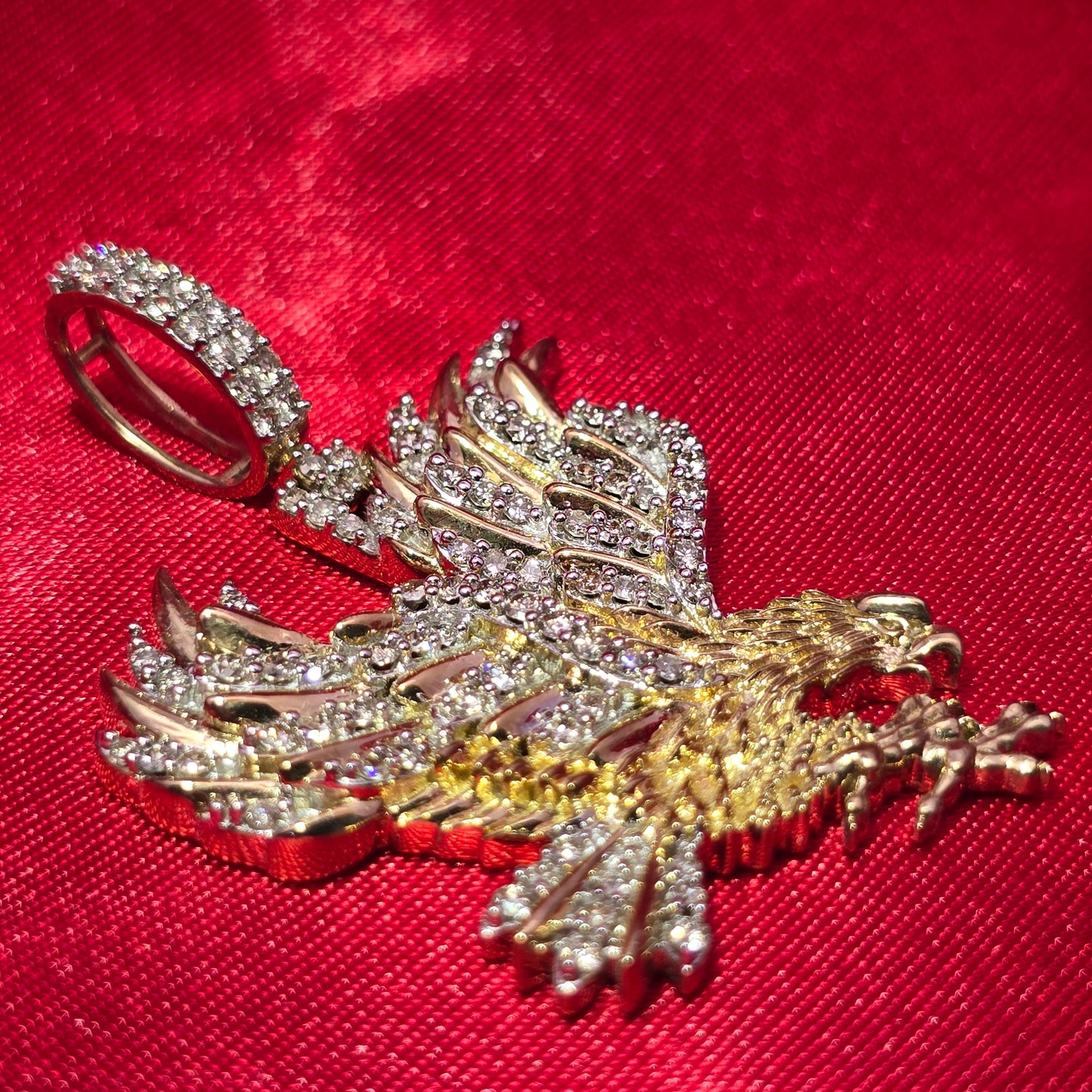 10k Yellow Gold Diamond Eagle Pendant 7/8 ctw