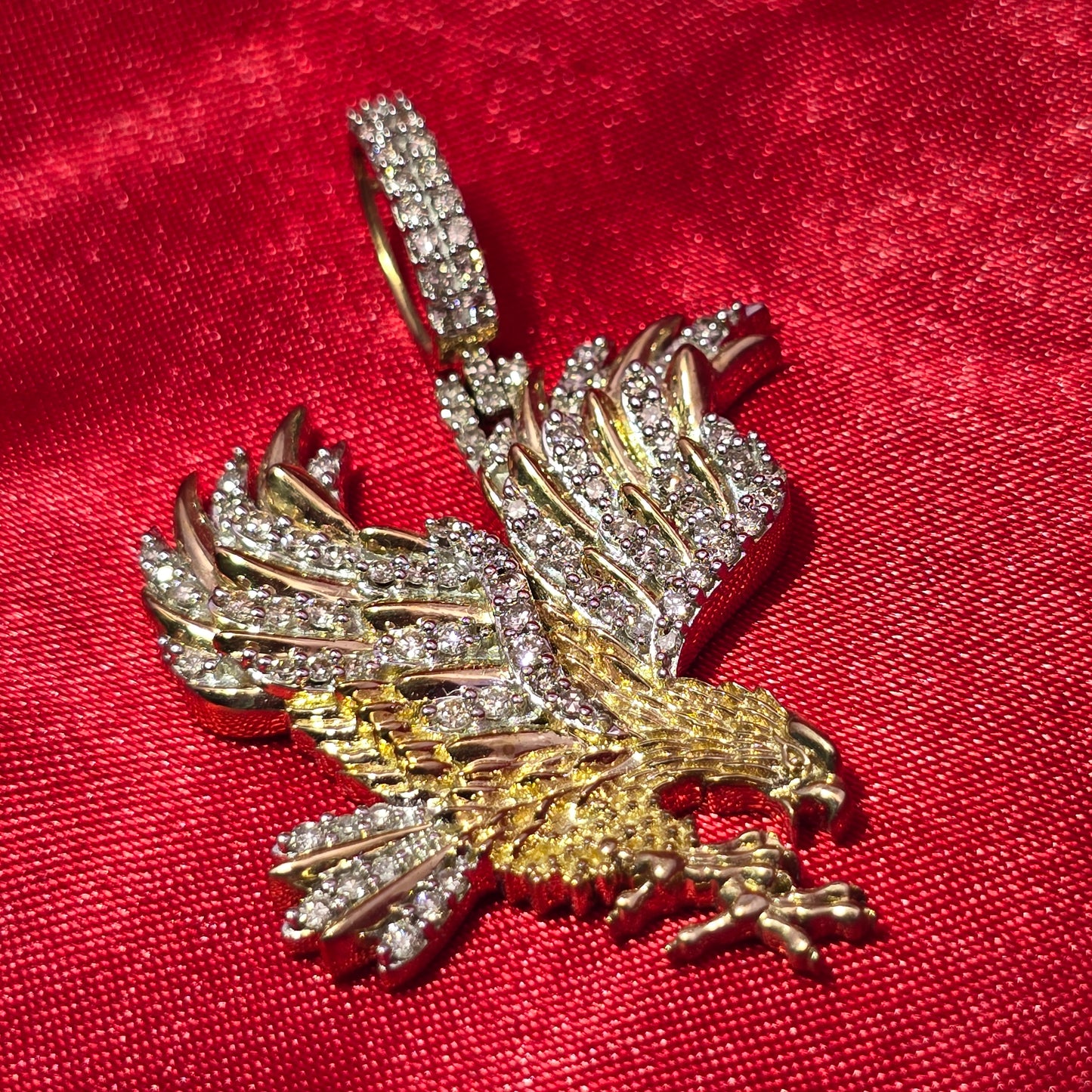 10k Yellow Gold Diamond Eagle Pendant 7/8 ctw