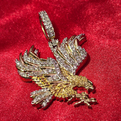 10k Yellow Gold Diamond Eagle Pendant 7/8 ctw