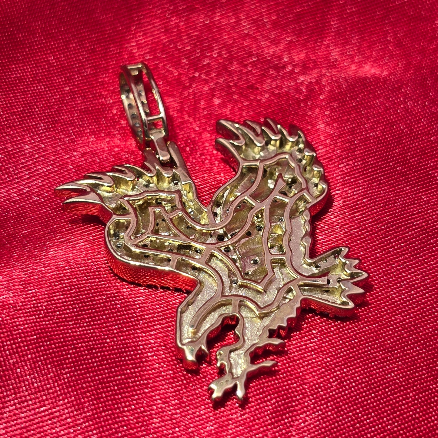 10k Yellow Gold Diamond Eagle Pendant 7/8 ctw