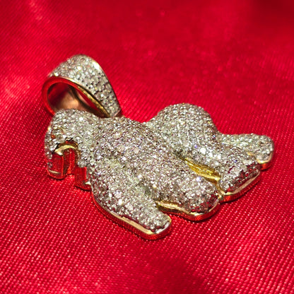 10k Yellow Gold Diamond Gorilla Pendant 1 3/4 ctw