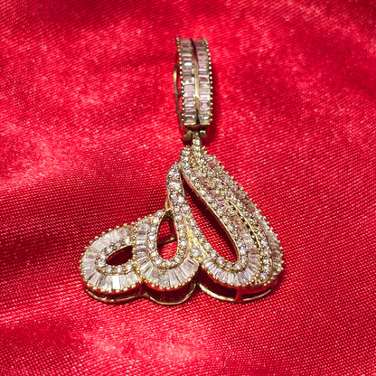 10k Yellow Gold Diamond Allah Pendant 2.25 ctw
