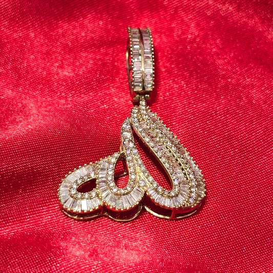 10k Yellow Gold Diamond Allah Pendant 2.25 ctw