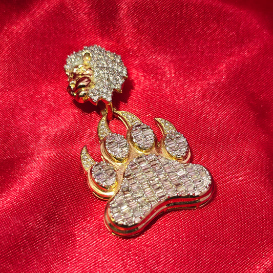 10k Yellow Gold Diamond Paw Pendant 3.0 ctw