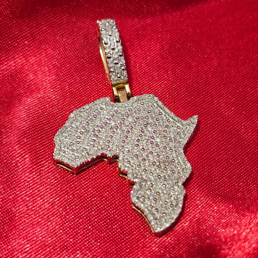 10k Yellow Gold Diamond Africa Map Pendant 5/8 ctw