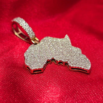 10k Yellow Gold Diamond Africa Map Pendant 5/8 ctw