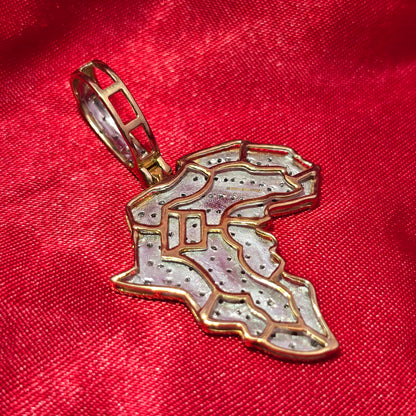 10k Yellow Gold Diamond Africa Map Pendant 5/8 ctw