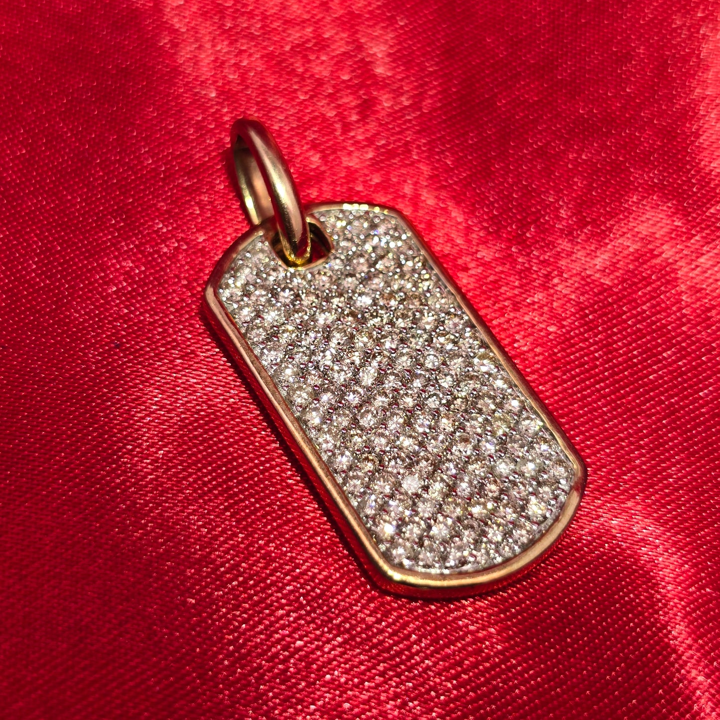 Iced-out Diamond Dog Tag 2 Ct. Diamond Yellow Gold