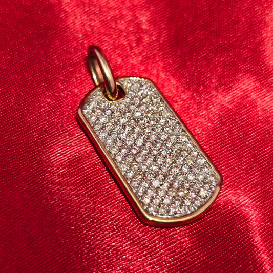 Iced-out Diamond Dog Tag 2 Ct. Diamond Yellow Gold