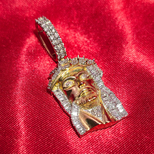 Jesus Face Pendant 0.75 Ct. Diamond 10K Gold