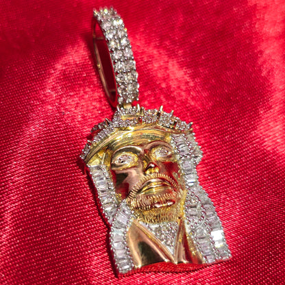 Jesus Face Pendant 0.75 Ct. Diamond 10K Gold