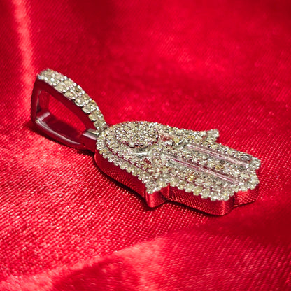 Hamsa Hand Gift Pendant 1.0 Ct. Diamond 10K White Gold
