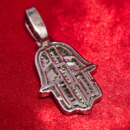 Hamsa Hand Gift Pendant 1.0 Ct. Diamond 10K White Gold