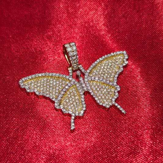 Swallowtail Butterfly Pendant 1.46 ct. Diamond 10K Yellow Gold