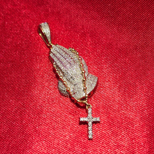 Praying Hands Pendant 0.34 Ct. 10K Gold
