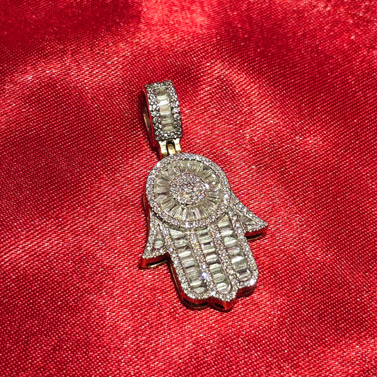Hamsa Hand Pendant 0.75 Ct. Diamond 10K Yellow Gold