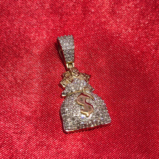 Money Bag Pendant 0.625 Ct. Diamond 10K Yellow Gold