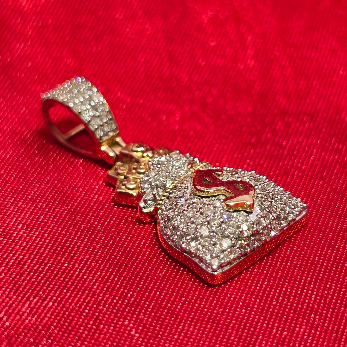 Money Bag Pendant 0.63 ctw Diamond 10K Yellow Gold