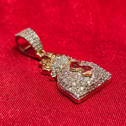 Money Bag Pendant 0.63 ctw Diamond 10K Yellow Gold