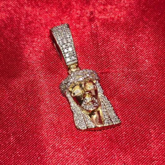 Jesus Face Pendant 0.5 Ct. Diamond 10K Yellow Gold
