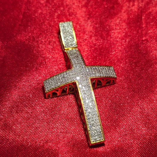 Micro Pave Cross Pendant 0.6 Ct. 10K Yellow Gold