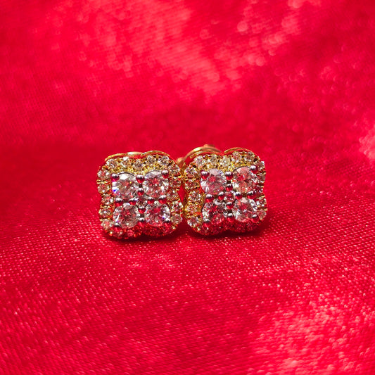 Four Leaf Clover Shaped Stud Earrings 0.64 ctw Diamond 10K Yellow Gold