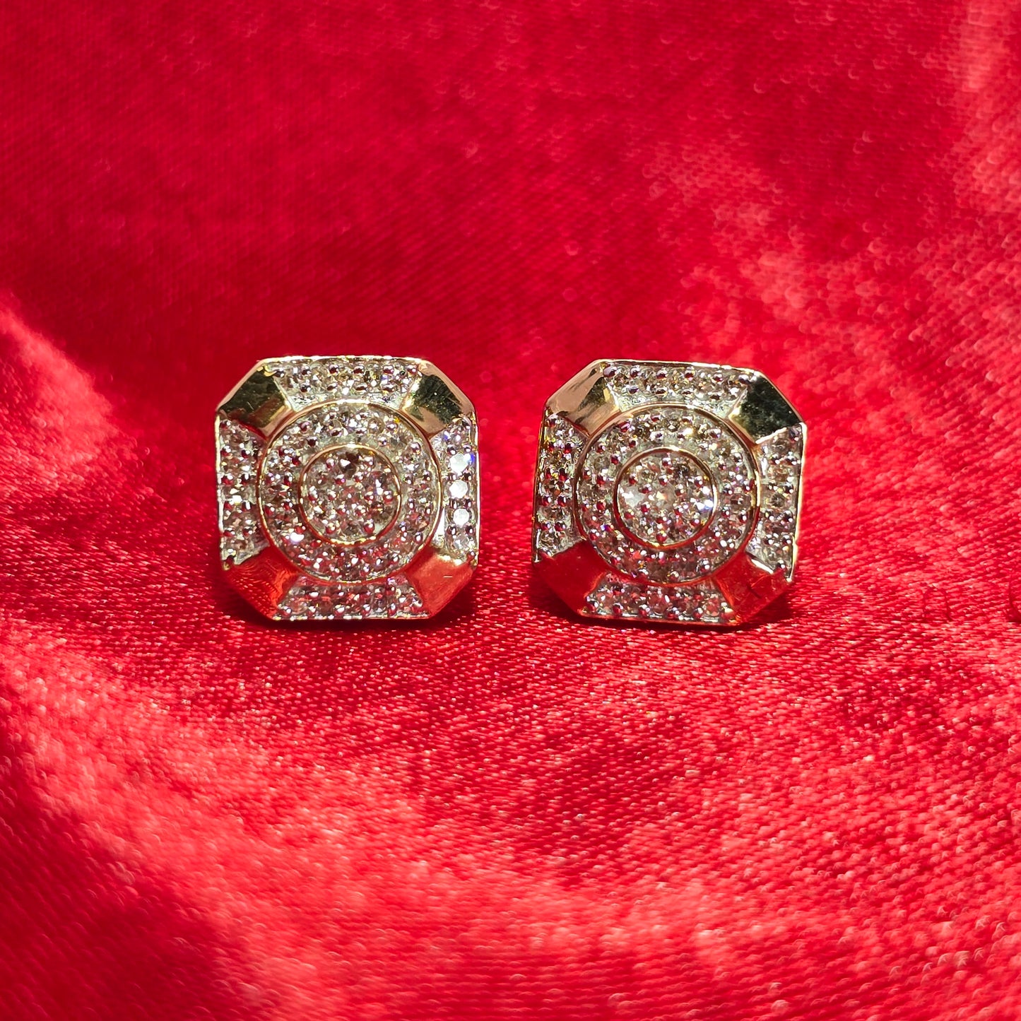 Square Earrings 0.38 ctw Diamond 10K Yellow Gold