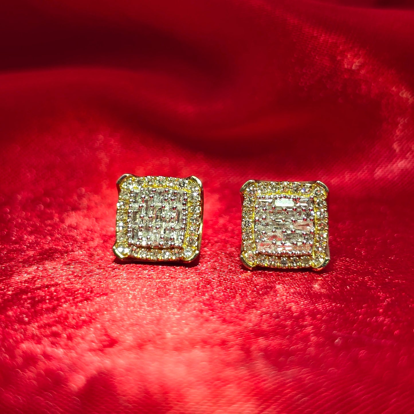 Square Earrings 0.50 ctw Diamond 10K Yellow Gold