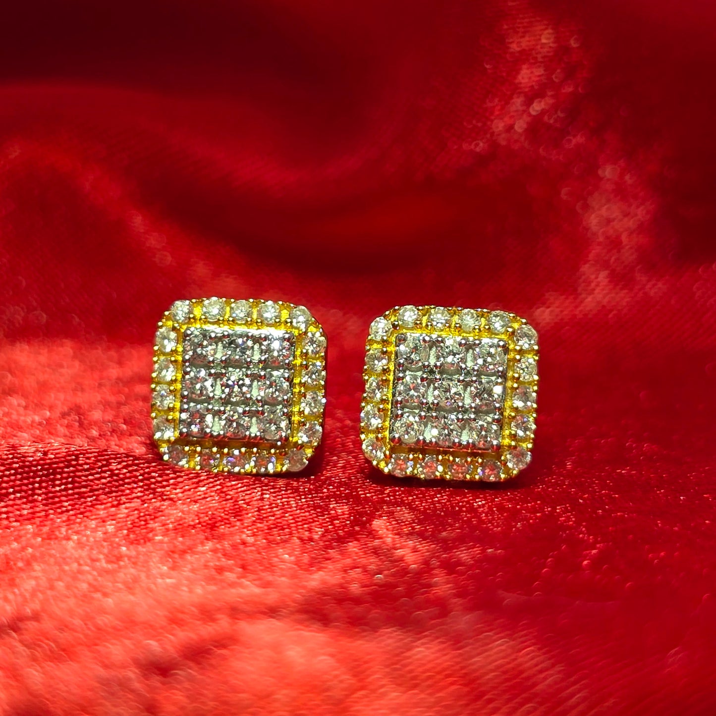 Square Earrings 0.69 ctw Diamond 10K Yellow Gold