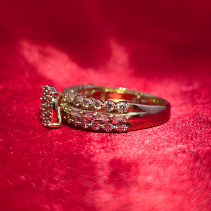 Round and Baguette Engagement Ring 2.00 ctw Diamond 10K Yellow Gold