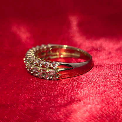 Round and Baguette Engagement Ring 2.00 ctw Diamond 10K Yellow Gold