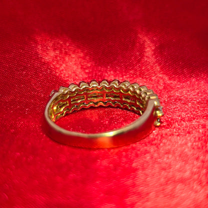 Round and Baguette Engagement Ring 2.00 ctw Diamond 10K Yellow Gold