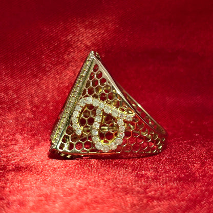 "A" Initial Ring 1.75 ctw Diamond 10K Yellow Gold