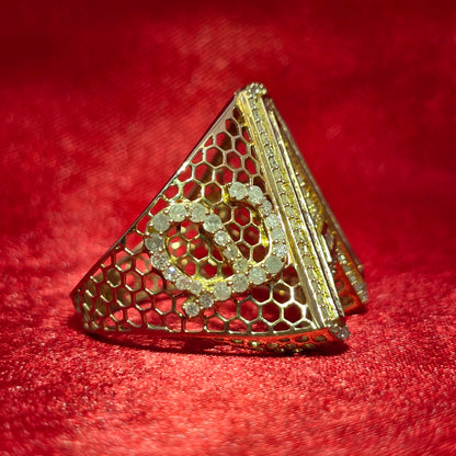 "A" Initial Ring 1.75 ctw Diamond 10K Yellow Gold