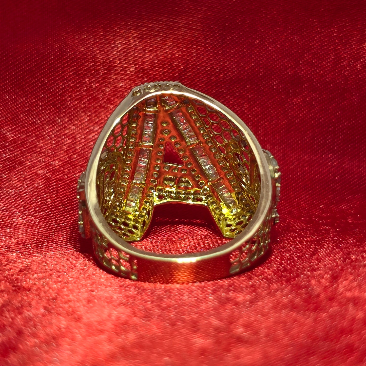 "A" Initial Ring 1.75 ctw Diamond 10K Yellow Gold